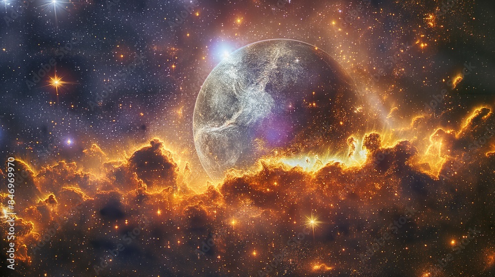 Background with space. A planet in space with a star in the background. Background with space. A planet in space with a star in the background.