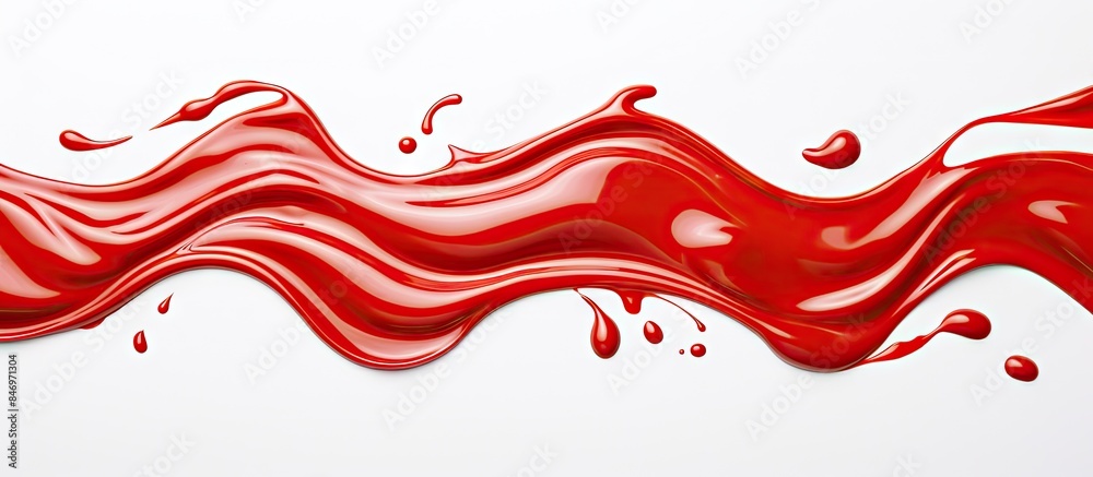 Vivid red liquid cascading down a pristine white surface creating a striking visual contrast. with copy space image. Place for adding text or design