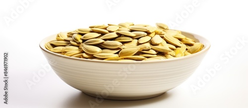 Pumpkin seeds in a bowl pla...