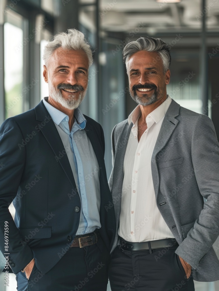 Men standing side by side, friends or colleagues Men standing side by side, friends or colleagues