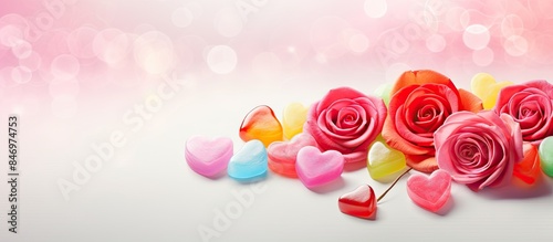 Heart-shaped gummy candies,...