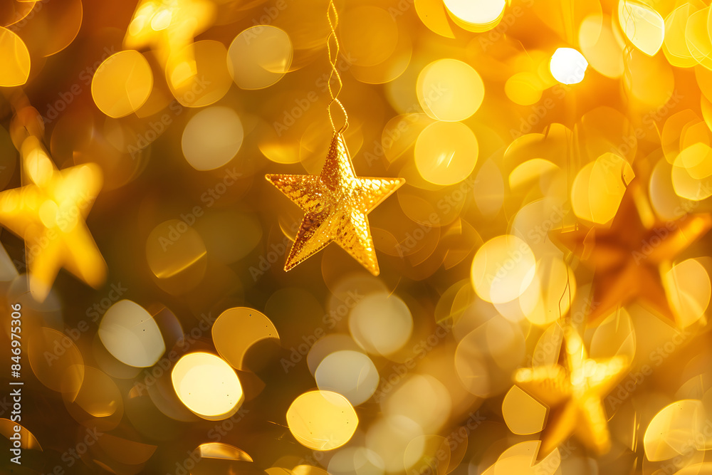 Stars decorations on bokeh background. Stars decorations on bokeh background.