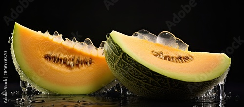Fresh melon fruit is displa...