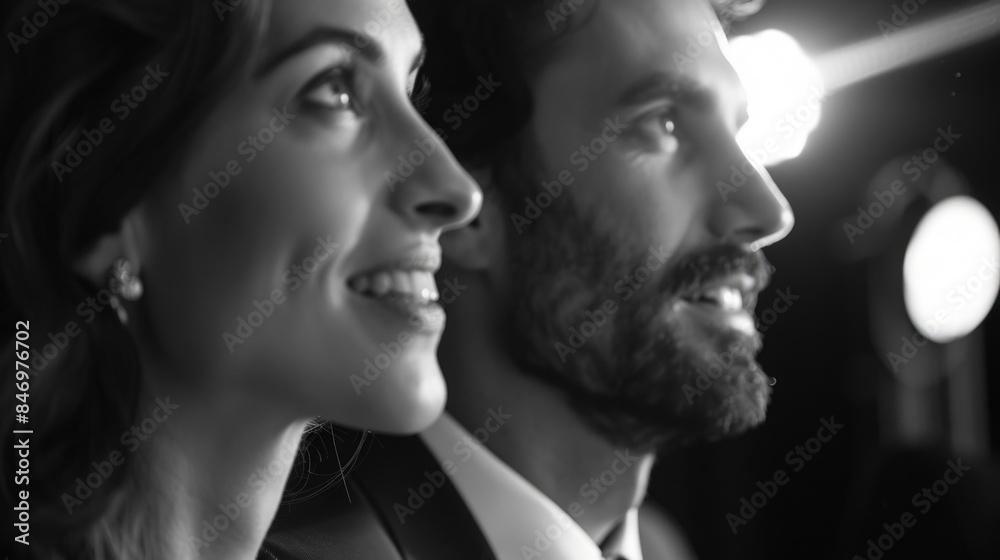A classic portrait of a man and woman in black and white A classic portrait of a man and woman in black and white