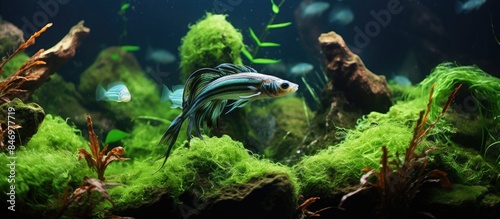 Fish gracefully swim in the...