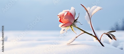 Wild rose stem surrounded b...