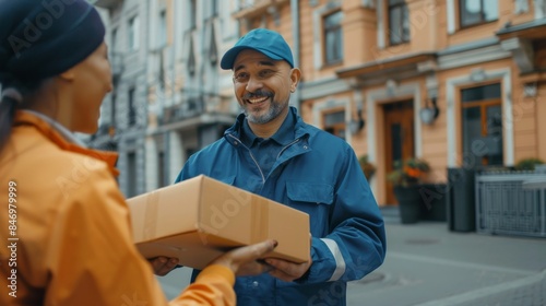 Professional Courier Delivering Parcel to Customer