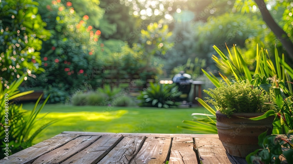 Sunny Afternoon in a Lush Green Backyard Garden Sunny Afternoon in a Lush Green Backyard Garden