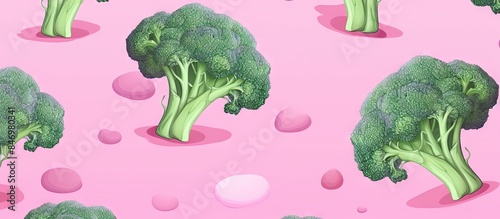 Fresh broccoli pieces sprea...