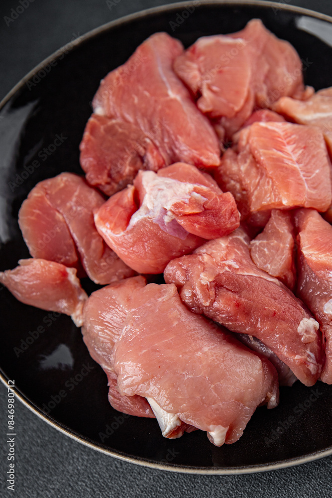 pork raw meat pulp fresh meal food snack on the table copy space food background rustic top view pork raw meat pulp fresh meal food snack on the table copy space food background rustic top view