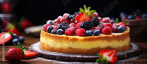 Delicious cake topped with ...
