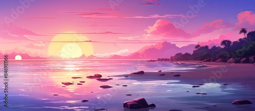 Dusk casts a purple hue ove...