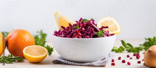 Red cabbage and oranges in ...