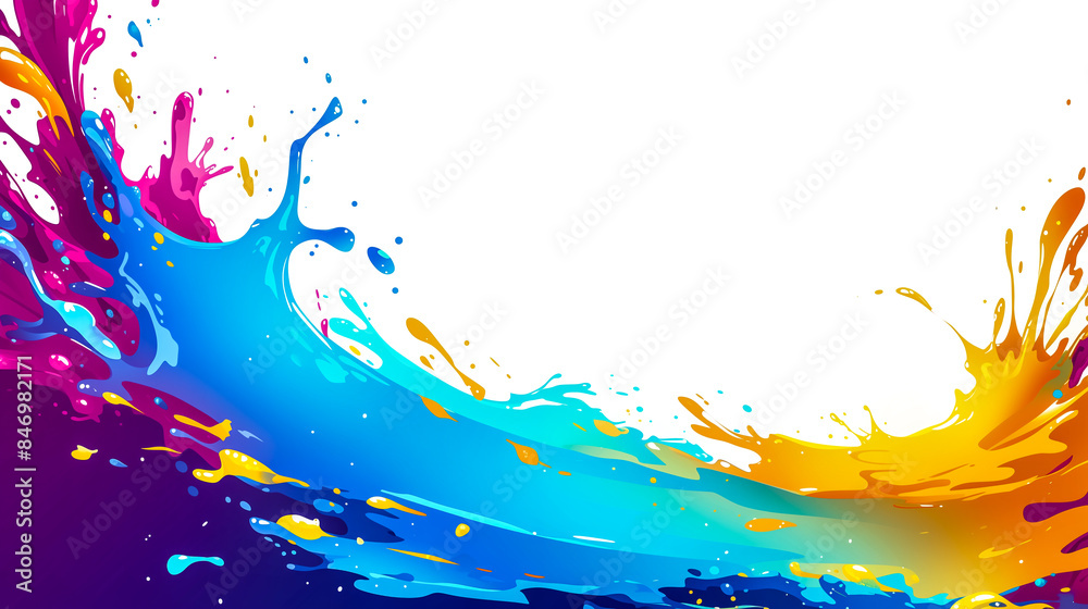 Fototapeta premium Vibrant and Colorful Liquid Splash on White Background with Dynamic Abstract Design