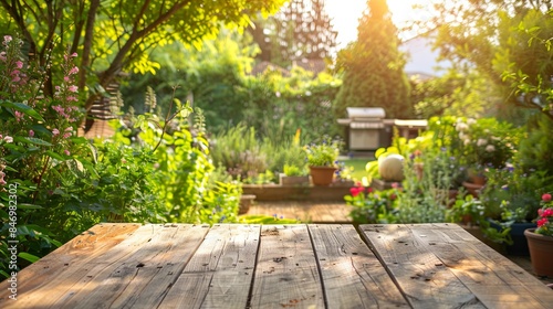 Sunny Afternoon in a Lush Green Backyard Garden
