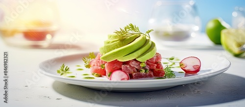 Avocado and radishes displa...