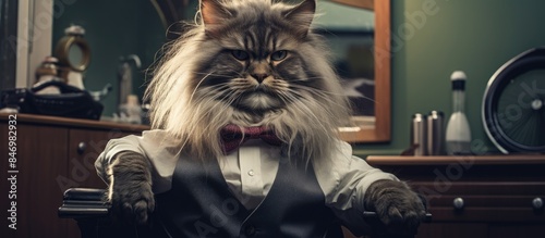 Cat relaxing in a chair wea...