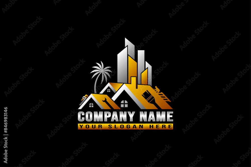 Home Repair, Roofing, Handyman Logo Graphic Home Repair, Roofing, Handyman Logo Graphic
