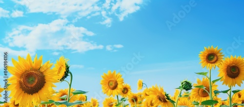 Sunflowers blooming under t...