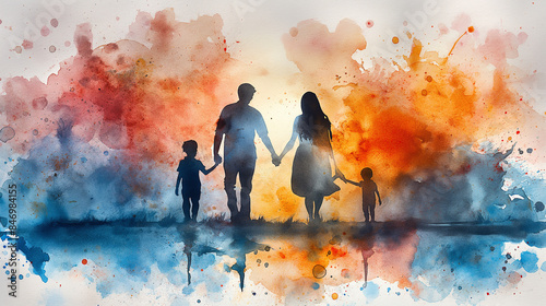 Watercolor family clipart