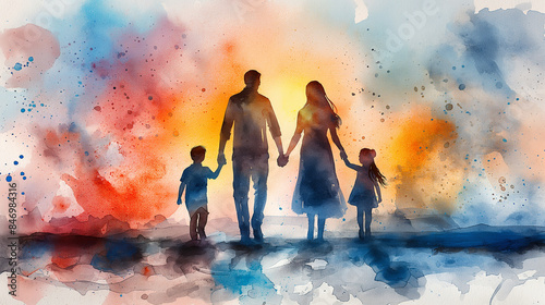 Watercolor family clipart