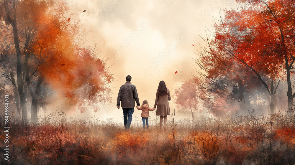 Fototapeta premium Watercolor family clipart