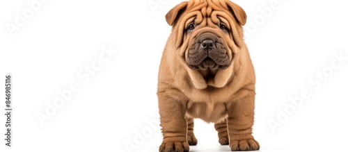 Spotted Shar Pei puppy stan...