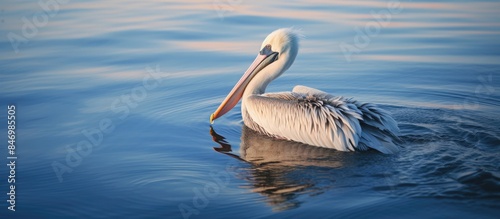 Pelican soaring smoothly ov...
