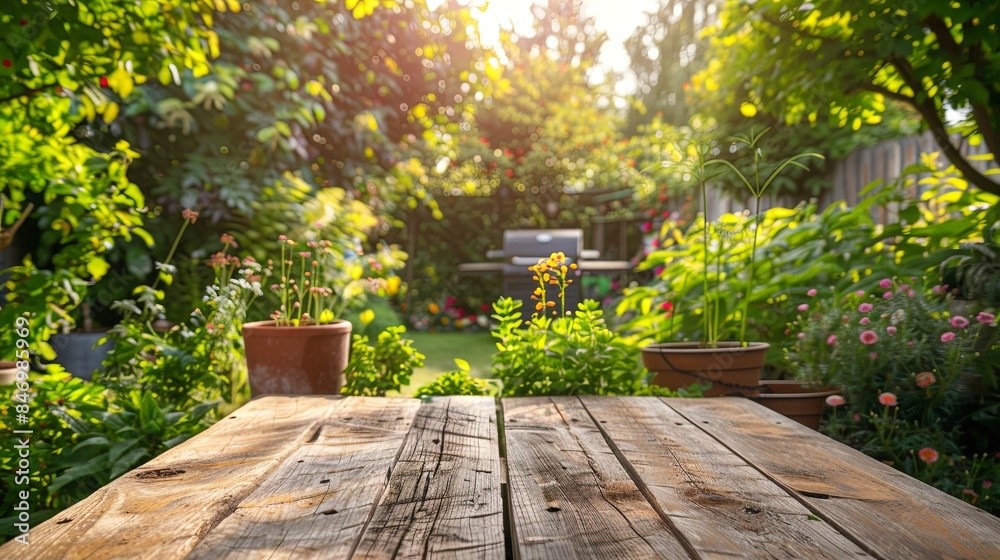Sunny Afternoon in a Lush Green Backyard Garden Sunny Afternoon in a Lush Green Backyard Garden