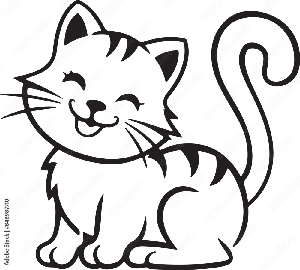 A cute cat silhouette in a playful pose, Vector illustration 01 A cute cat silhouette in a playful pose, Vector illustration 01