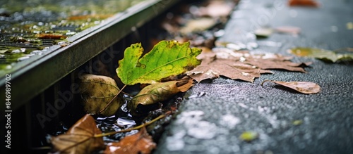 Leaf resting near a clogged...