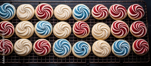 Colorful red, white, and bl...