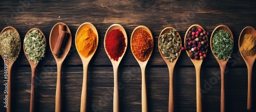 Various types of spices dis...