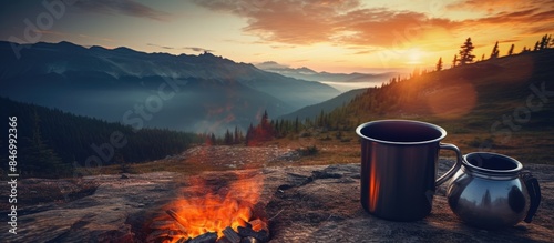 Two cups of coffee placed n...
