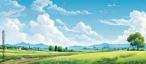 Serene rural landscape with...