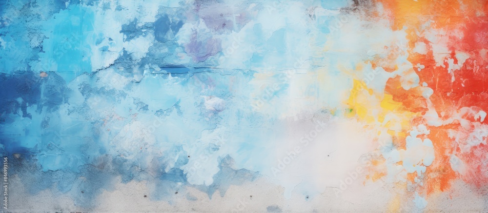 Vibrant abstract cloud artwork adorning a stark concrete surface. with copy space image. Place for adding text or design Vibrant abstract cloud artwork adorning a stark concrete surface. with copy space image. Place for adding text or design