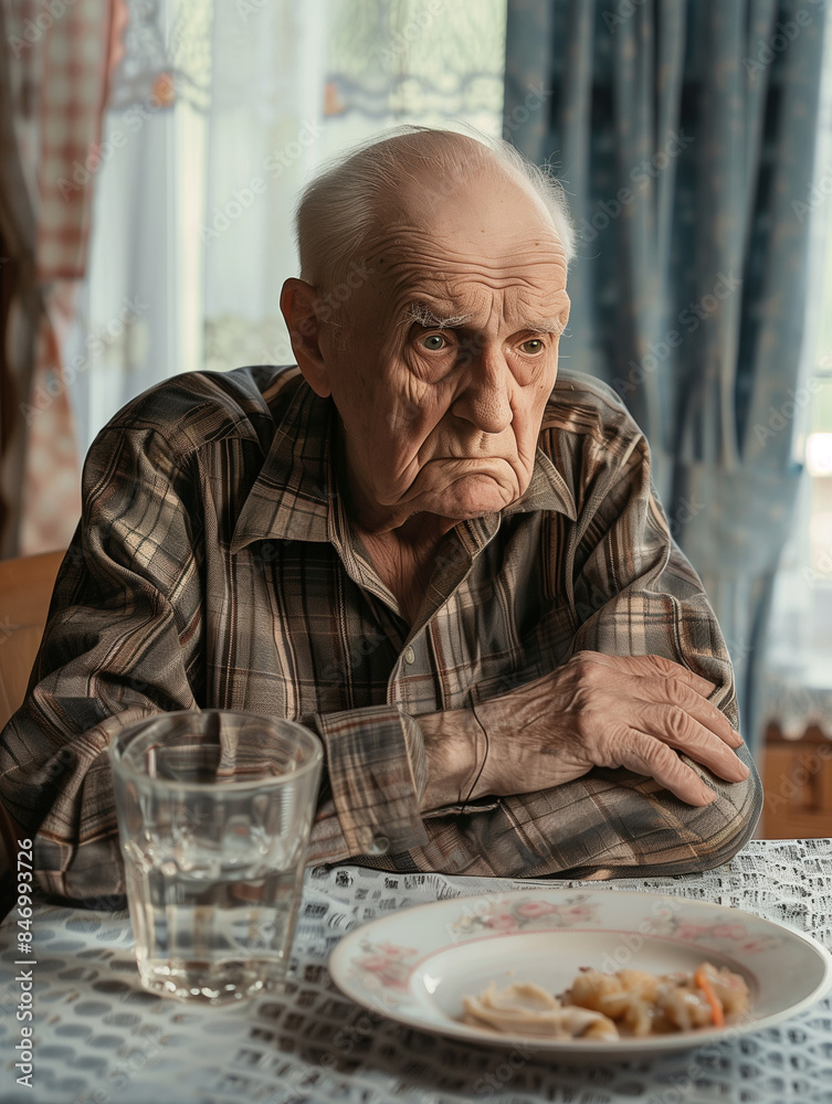 An elderly man having eating disorders An elderly man having eating disorders
