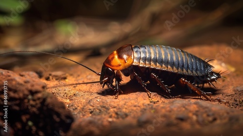 Madagascar hissing cockroach Gromphadorhina portentosa known as hissing cockroach or hisser is one of the largest species of insect cockroach Isalo National Park Madagascar wildlife an : Generative AI photo