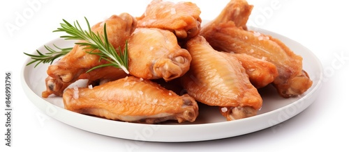 Plate of chicken wings garn...