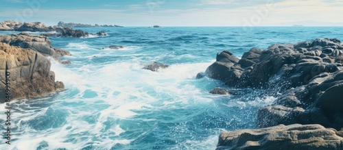 Rough sea waves vigorously ...