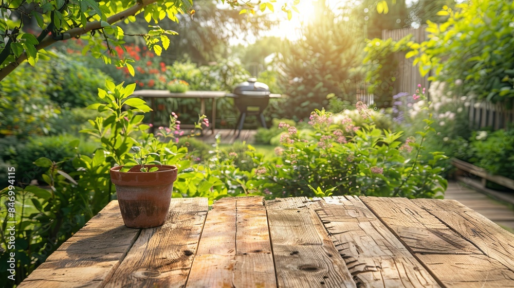 Sunny Afternoon in a Lush Green Backyard Garden Sunny Afternoon in a Lush Green Backyard Garden