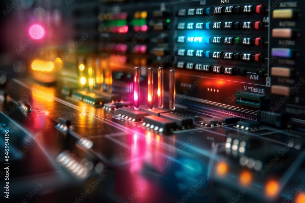 AI powered data center with vibrant lights, showcasing advanced technology, innovation, and modern digital infrastructure AI powered data center with vibrant lights, showcasing advanced technology, innovation, and modern digital infrastructure
