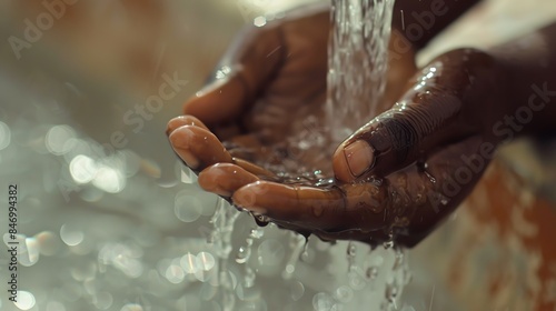 A closeup of a hand under a running faucet, symbolizing cleanliness and the importance of water in daily life © BURIN93