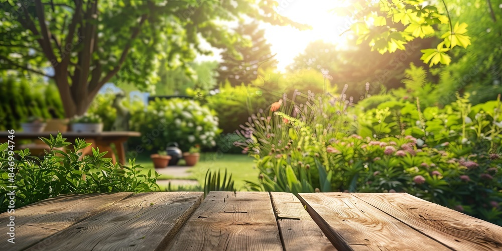 Sunny Afternoon in a Lush Green Backyard Garden Sunny Afternoon in a Lush Green Backyard Garden