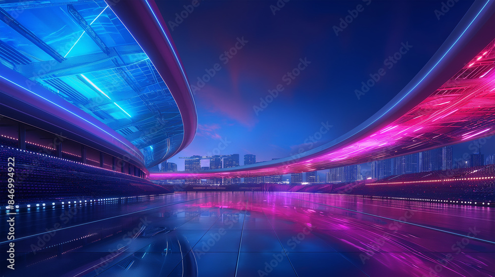 The Football stadium at night with colorful isolation, Illustration The Football stadium at night with colorful isolation, Illustration