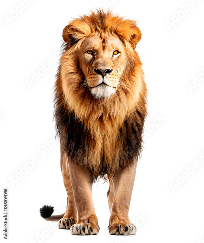 Lion isolated on transparent background, wild life concept, realistic illustration, generative ai 
