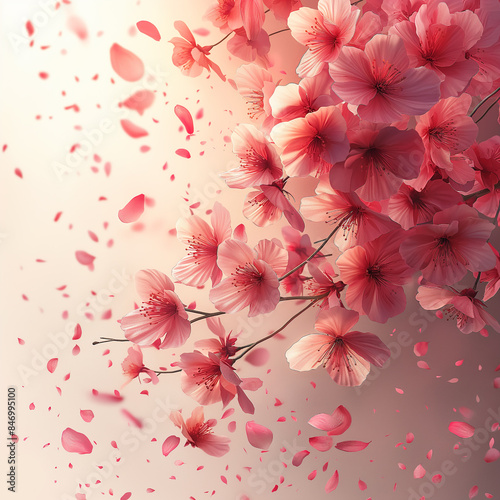 Pink sakura falling petals background
