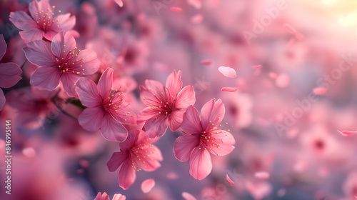 Pink sakura falling petals background