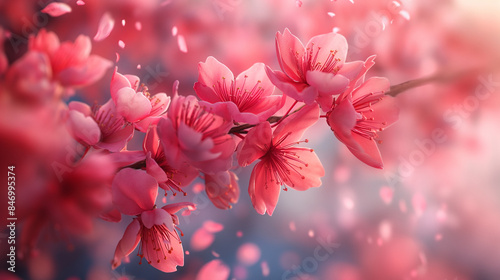 Pink sakura falling petals background