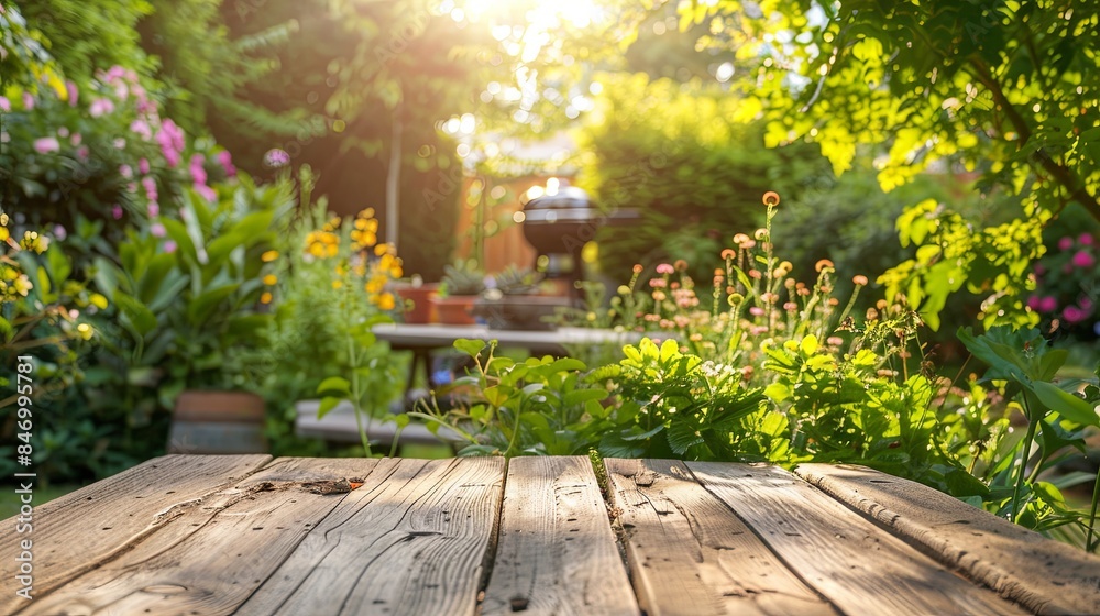 Sunny Afternoon in a Lush Green Backyard Garden